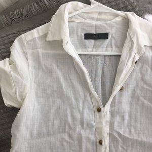 Alexander McQueen white short sleeve button down